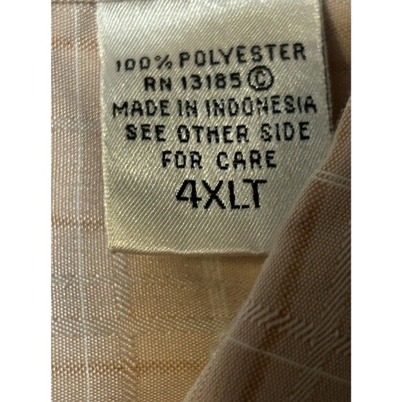 Campia Moda Men’s Shirt Short Sleeve Button Up Beige/Flesh Plaid Size 4XLT - Picture 5 of 8